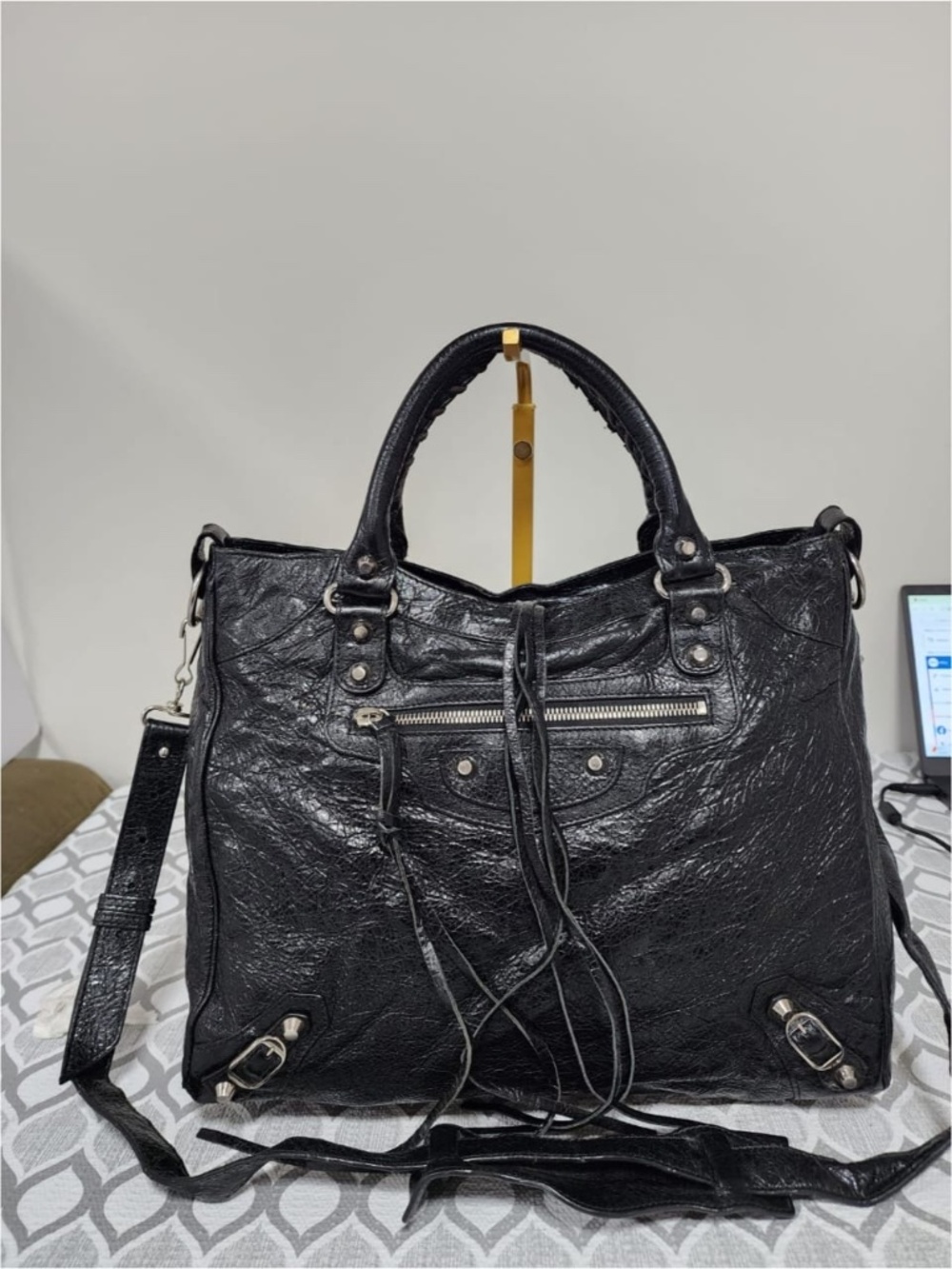 Authentic Balenciaga Motocross Classic Velo Satchel Bag Black